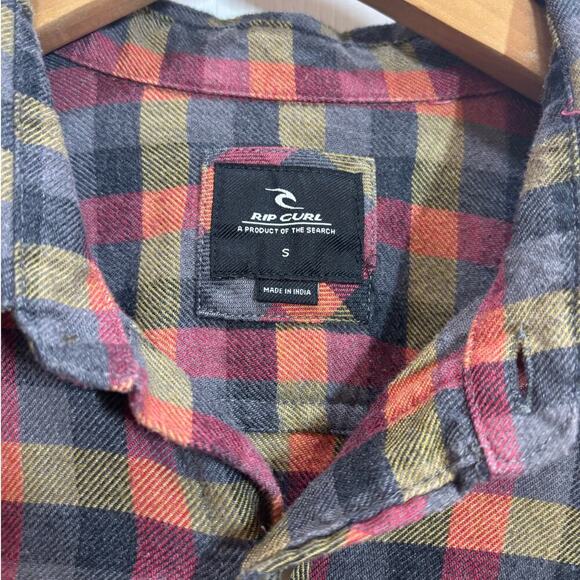 Rip Curl Men Small Plaid Long Sleeve Two Front Pockets Flannel Casual Surf Beach - Picture 4 of 7